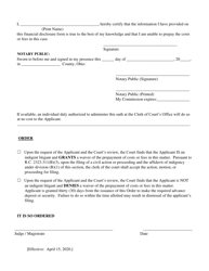 Form 20 Civil Fee Waiver Affidavit and Order - Ohio, Page 3
