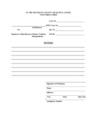 Petition and Worksheet for Limited Driving Privileges - Franklin County, Ohio, Page 2