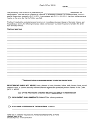 Form 10.01-H Domestic Violence Civil Protection Order (Dvcpo) Ex Parte - Franklin County, Ohio, Page 2