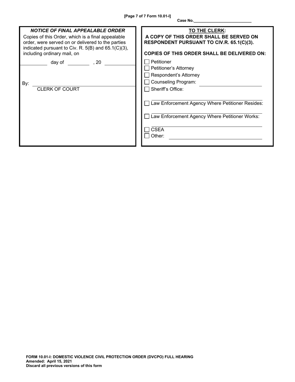 Form 10.01-I Domestic Violence Civil Protection Order (Dvcpo) Full Hearing - Franklin County, Ohio, Page 7