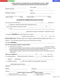Document preview: Form E0204/0205 Magistrate's Order for Genetic Testing - Franklin County, Ohio
