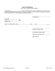 Form E5215 Health Insurance Affidavit - Franklin County, Ohio, Page 2