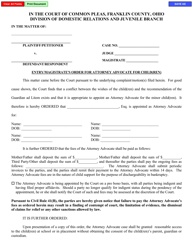 Form E0496 Entry/Magistrate&#039;s Order for Attorney Advocate for Child(Ren) - Franklin County, Ohio