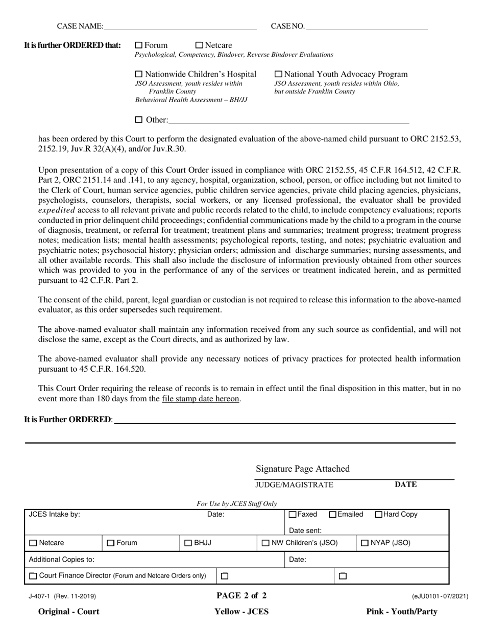 Form J 407 1 Eju0101 Fill Out Sign Online And Download Fillable Pdf Franklin County Ohio 7784