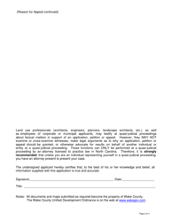 Appeal Supplemental Form - Wake County, North Carolina, Page 2