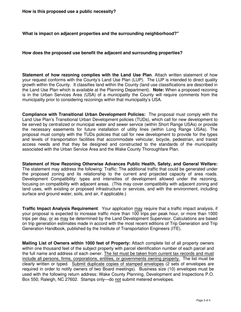 Rezoning Application - Wake County, North Carolina, Page 3