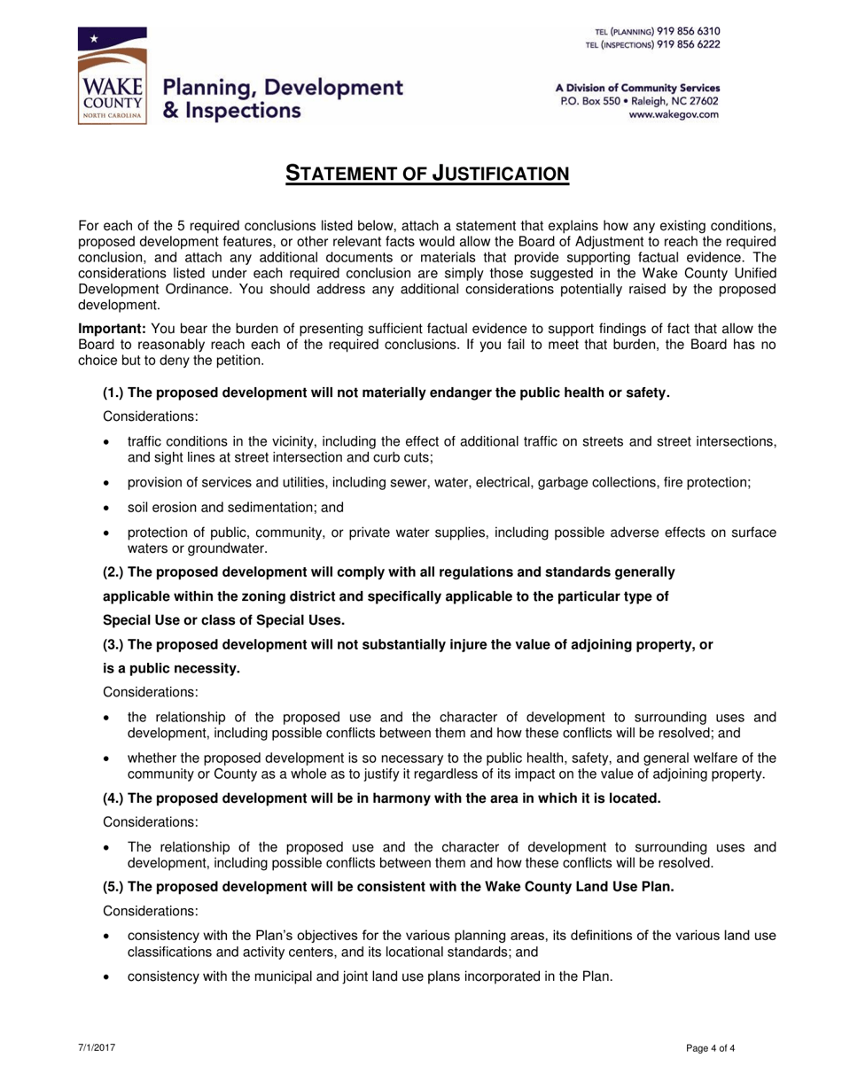 Special Use Supplemental Information - Wake County, North Carolina, Page 4