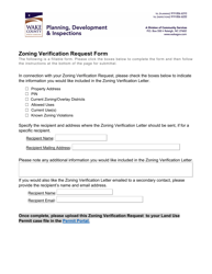 Document preview: Zoning Verification Request Form - Wake County, North Carolina