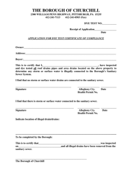 Application for Dye Test Certificate of Compliance - Borough of Churchill, Pennsylvania