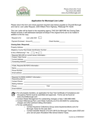 Application for Municipal Lien Letter - Borough of Churchill, Pennsylvania