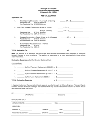 Street Opening Permit Application - Borough of Churchill, Pennsylvania, Page 2