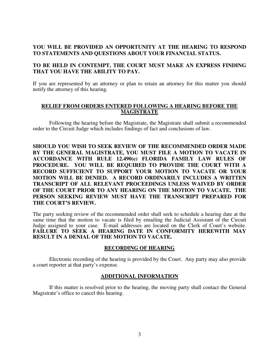 Notice of Video Conferencing Hearing Using Zoom Before General Magistrate - Clay County, Florida, Page 3