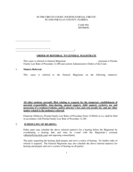 Document preview: Order of Referral to General Magistrate - Temporary Needs Gms - Clay County, Florida