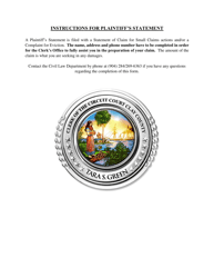 Plaintiff&#039;s Statement - Clay County, Florida