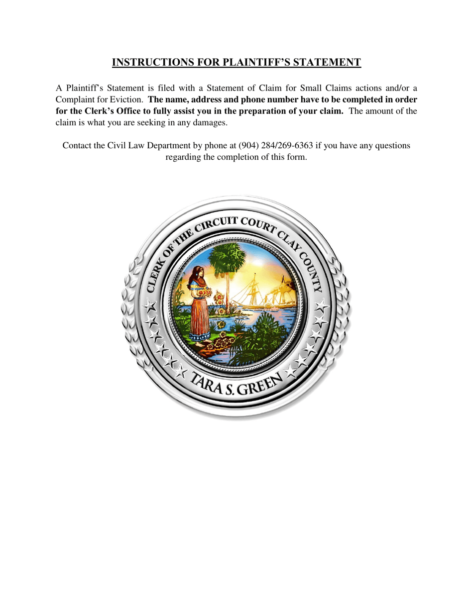 Plaintiffs Statement - Clay County, Florida, Page 1