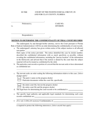Motion to Determine the Confidentiality of Trial Court Records - Clay County, Florida