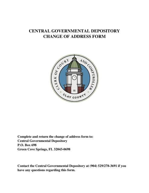 Change of Address for Support Payments - Clay County, Florida Download Pdf
