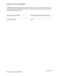 Form 1.997 Civil Cover Sheet - Clay County, Florida, Page 3