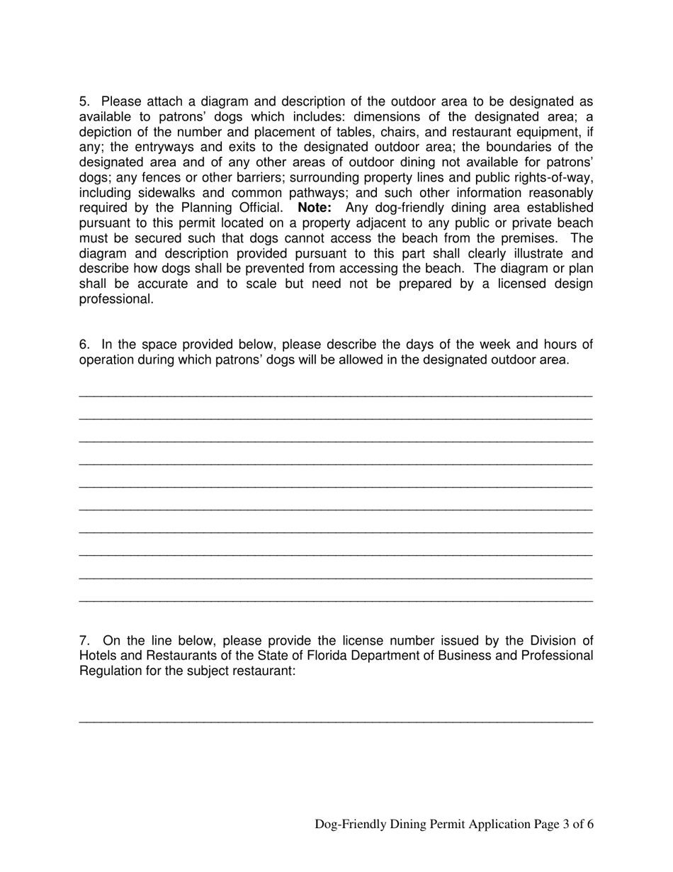 Application for Dog-Friendly Dining Establishment - Okaloosa County, Florida, Page 3