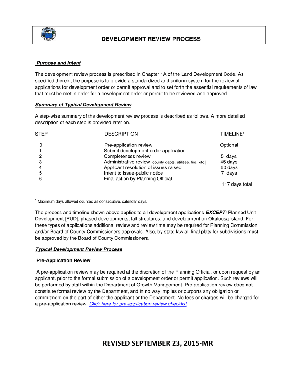 Application for Concurrency Compliance  Development Order Review - Okaloosa County, Florida, Page 2