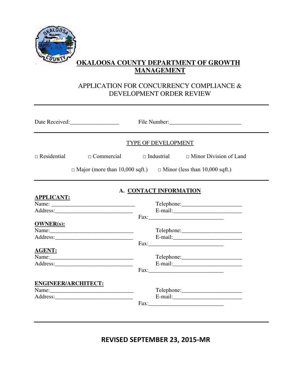 Application for Concurrency Compliance  Development Order Review - Okaloosa County, Florida, Page 6