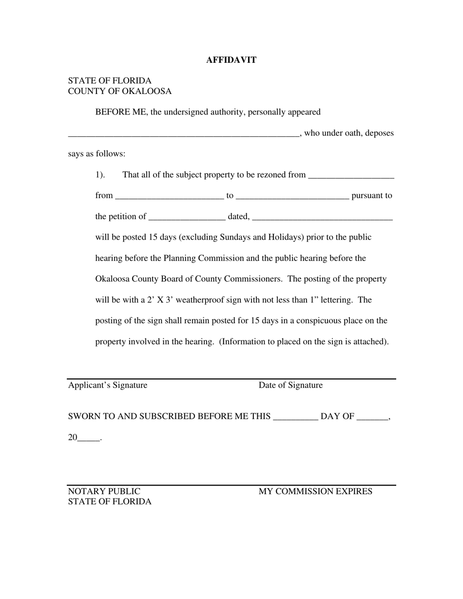 Affidavit - Okaloosa County, Florida, Page 1