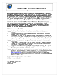 Document preview: Mobile Home Permit Application - Okaloosa County, Florida