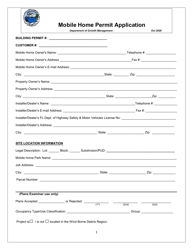 Mobile Home Permit Application - Okaloosa County, Florida, Page 2