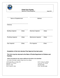 Document preview: Child Care Facility Form - Okaloosa County, Florida