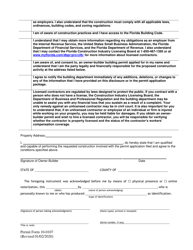 Form 10-0107 Owner Builder Statement/Affidavit - Okaloosa County, Florida, Page 2