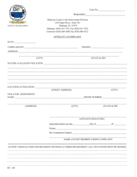 Document preview: Form CE-1 Code Enforcement Complaint - Okaloosa County, Florida