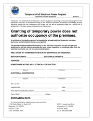 Document preview: Temporary/Full Electrical Power Request - Okaloosa County, Florida