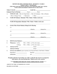 Document preview: Motion Hearing Memorandum - Judge Wilkinson - Clay County, Florida