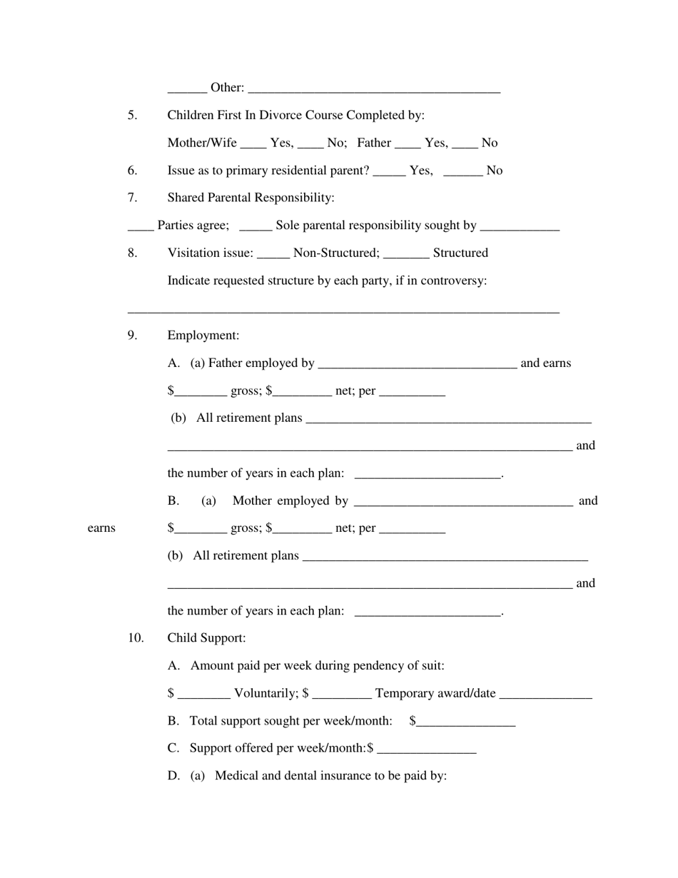 Pretrial Stipulation - Paternity Actions - Judge Wilkinson - Clay County, Florida, Page 2