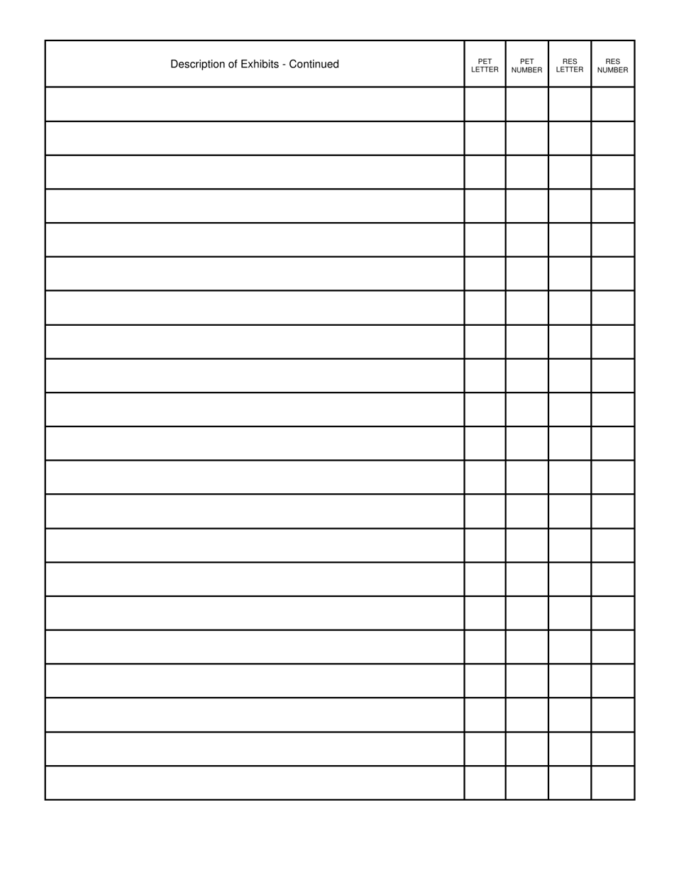 Petitioners / Respondents Proposed Exhibit List - Clay County, Florida, Page 2