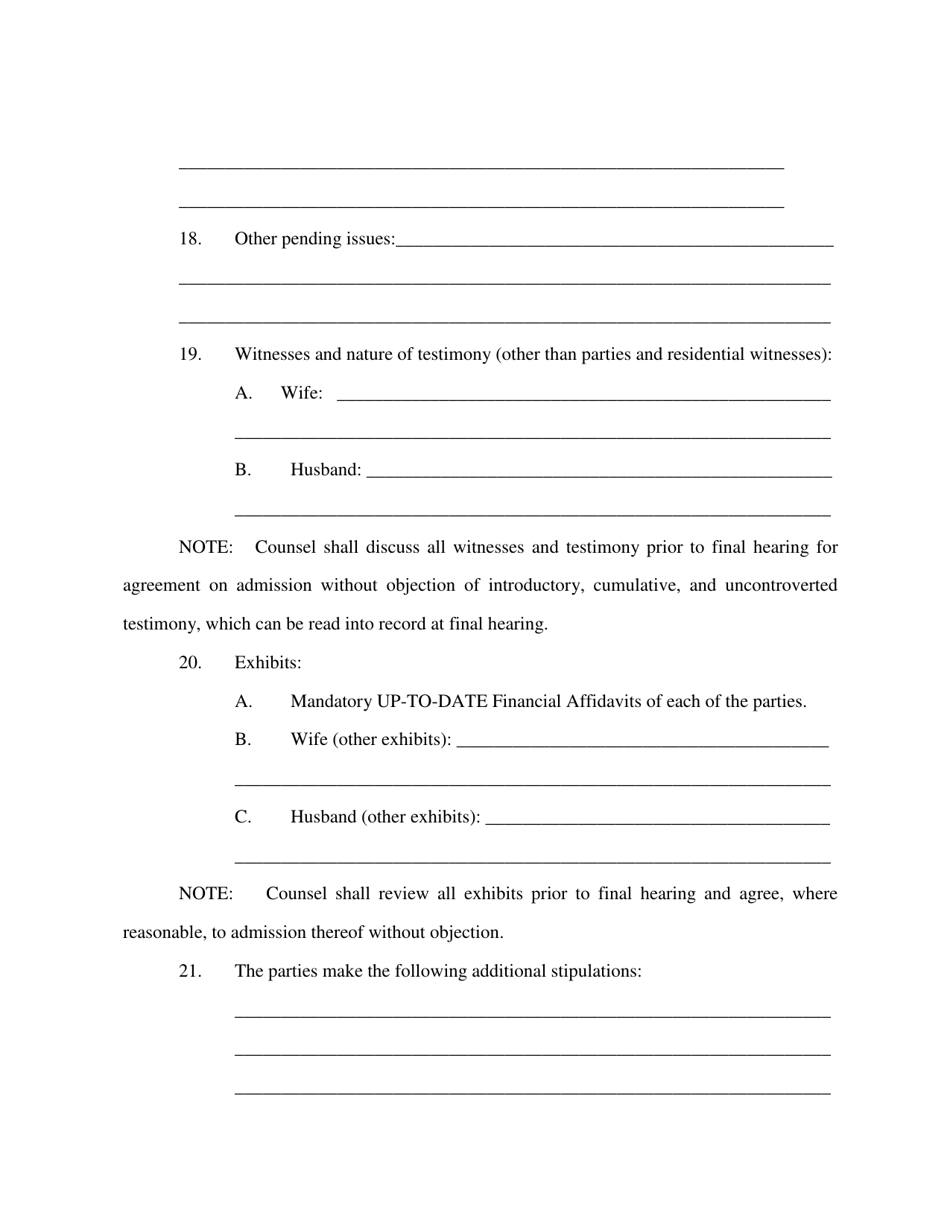 Pretrial Stipulation - Clay County, Florida, Page 5