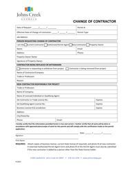 Change of Contractor - City of Johns Creek, Georgia (United States)