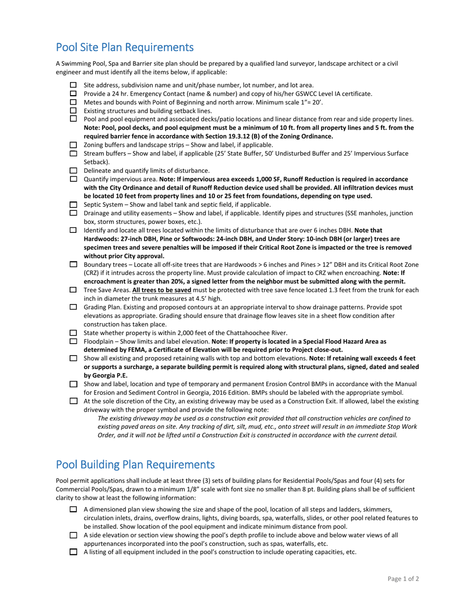 Pool / SPA Requirements - City of Johns Creek, Georgia (United States), Page 1