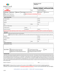 Trade Permit Application - City of Johns Creek, Georgia (United States)