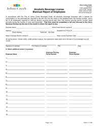 Document preview: Form R160 Alcoholic Beverage License Biannual Report of Employees - City of Johns Creek, Georgia (United States)