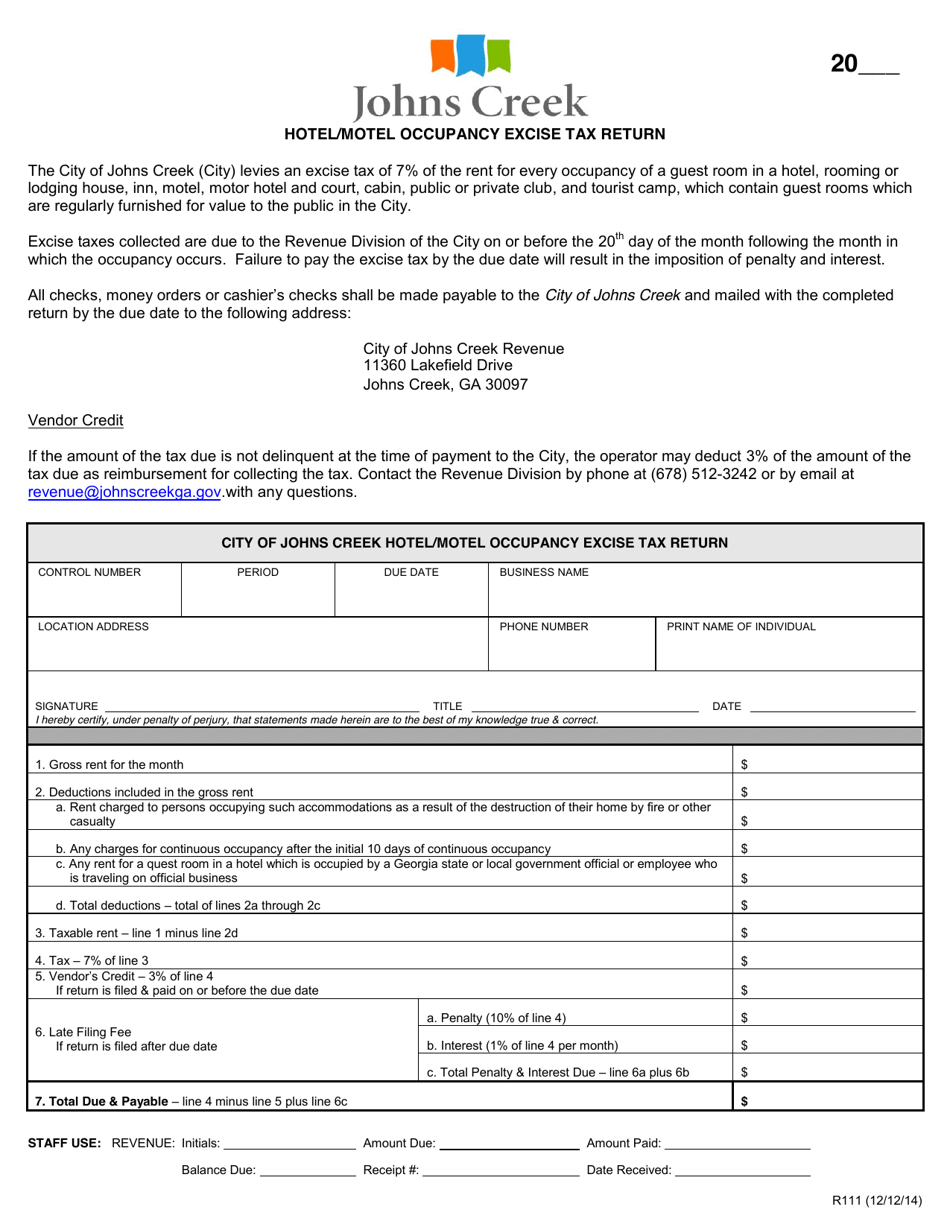 Form R111 Fill Out, Sign Online and Download Fillable PDF, City of