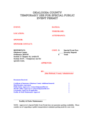 Document preview: Temporary Use for Special Public Event Permit - Okaloosa County, Florida