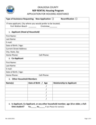 Document preview: Application for Housing Assistance - Nsp Rental Housing Program - Okaloosa County, Florida