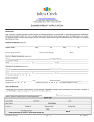 Document preview: Banner Permit Application - City of Johns Creek, Georgia (United States)