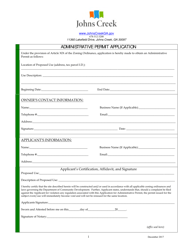 Administrative Permit Application - City of Johns Creek, Georgia (United States)