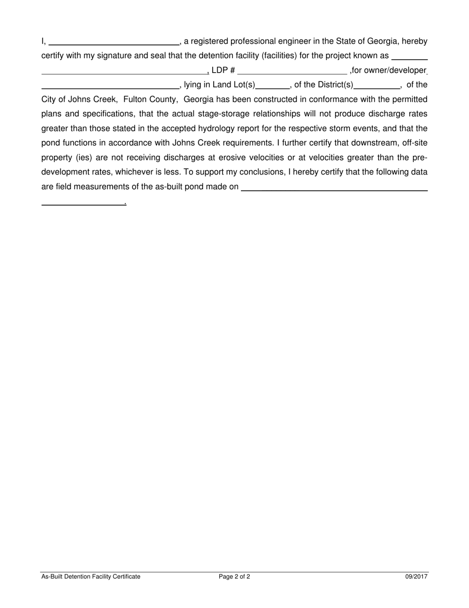 City of Johns Creek, (United States) AsBuilt Detention