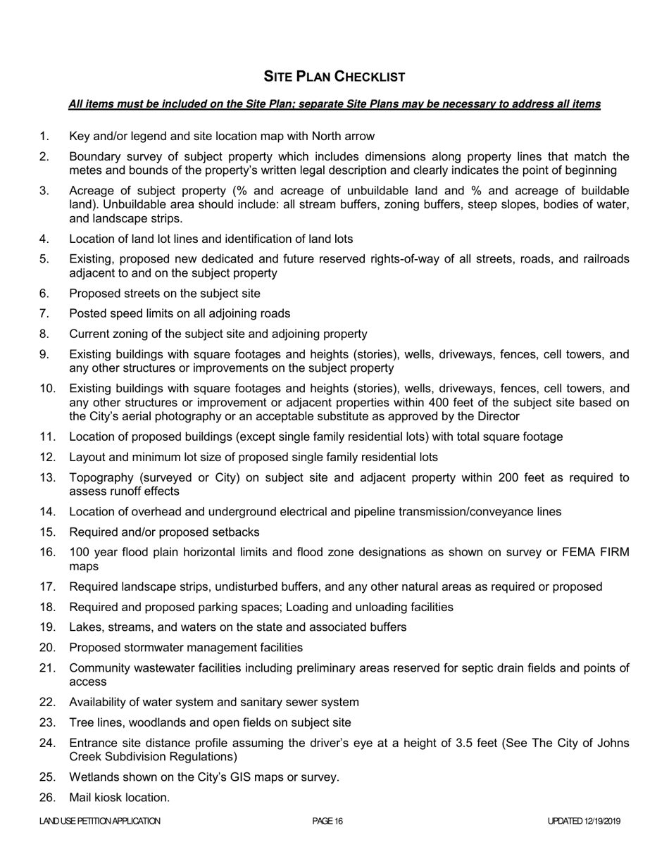 Land Use Petition Application - Rezoning, Use Permit  Concurrent Variance - City of Johns Creek, Georgia (United States), Page 16