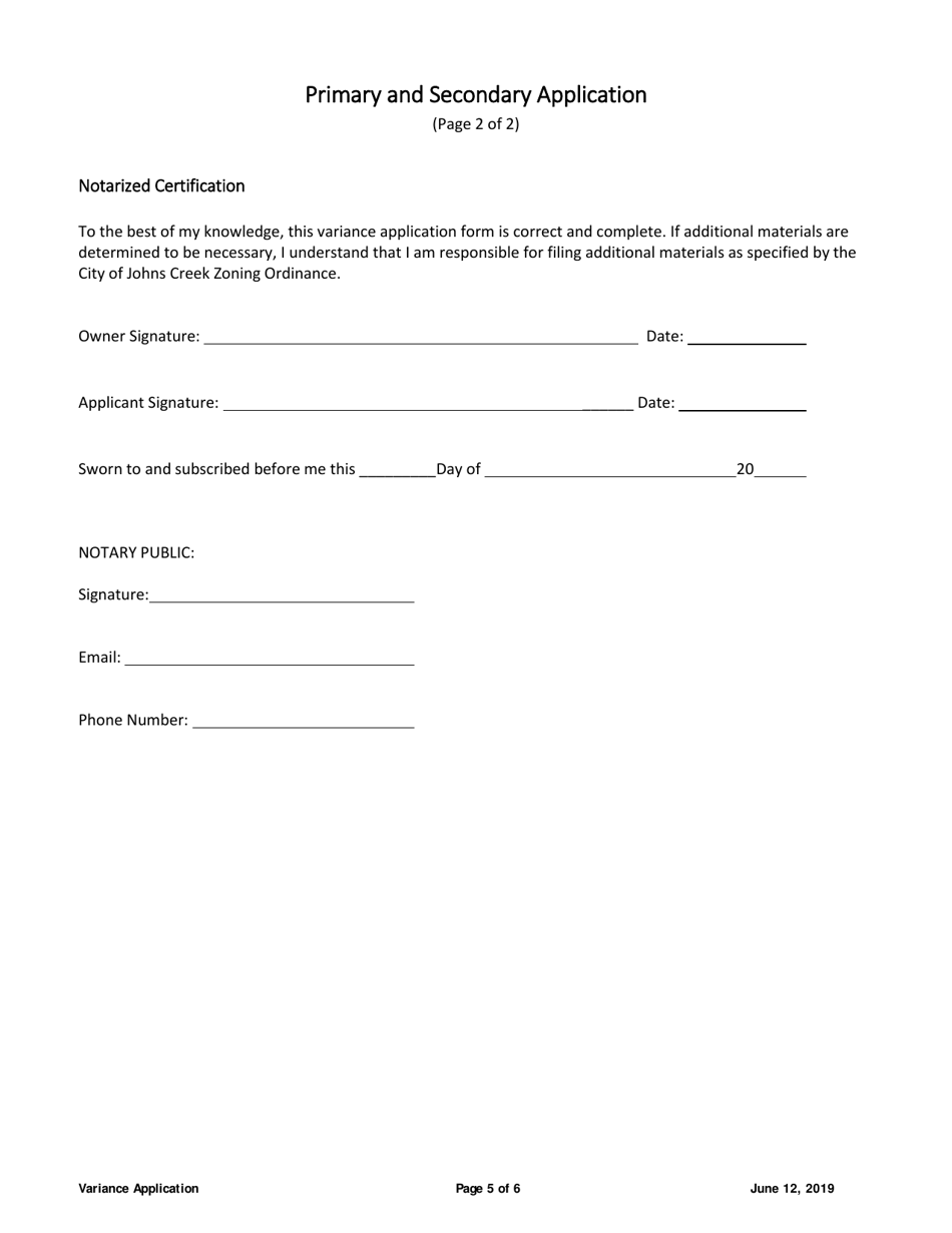Primary and Secondary Variance Application - City of Johns Creek, Georgia (United States), Page 5