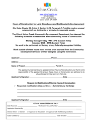 Document preview: Hours of Construction for Land Disturbance and Building Activities Agreement - Land Development - City of Johns Creek, Georgia (United States)