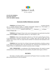 Stormwater Facilities Maintenance Agreement - City of Johns Creek, Georgia (United States)